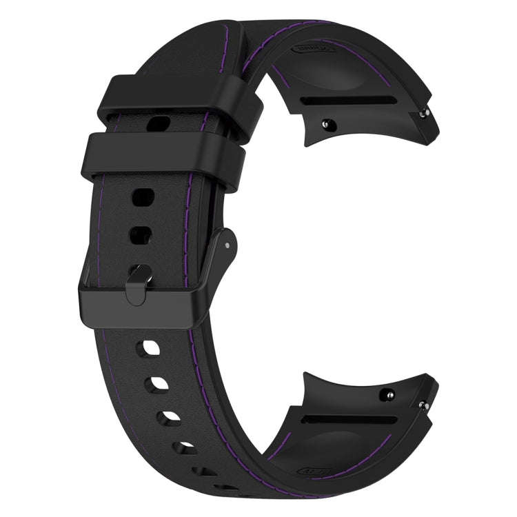 For Samsung Galaxy Watch 6 / 6 Classic Leather Black Buckle Silicone Watch Band, Size:L Size(Blac...