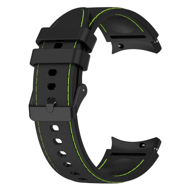 For Samsung Galaxy Watch 6 / 6 Classic Leather Black Buckle Silicone Watch Band, Size:L Size(Blac...