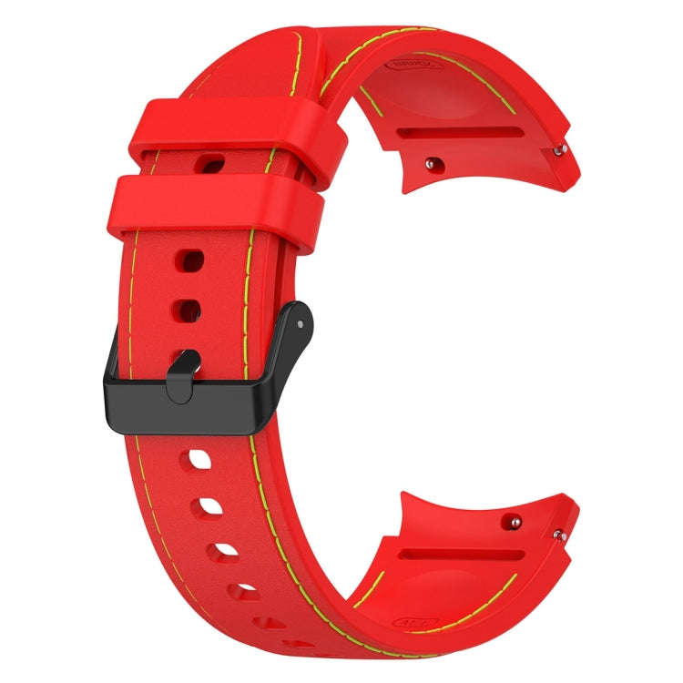 For Samsung Galaxy Watch 6 / 6 Classic Leather Black Buckle Silicone Watch Band, Size:L Size(Red)