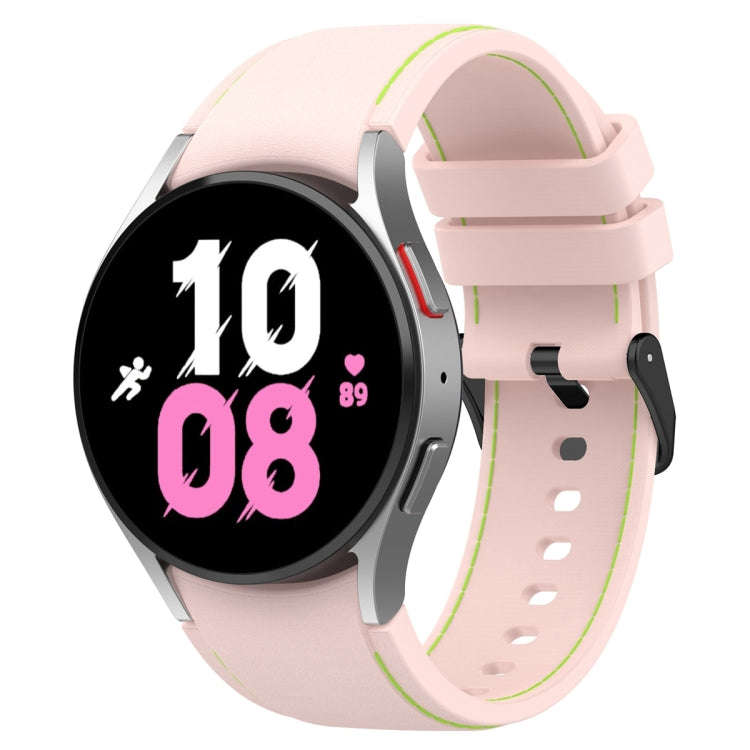 For Samsung Galaxy Watch 6 / 6 Classic Leather Black Buckle Silicone Watch Band, Size:L Size(Ligh...