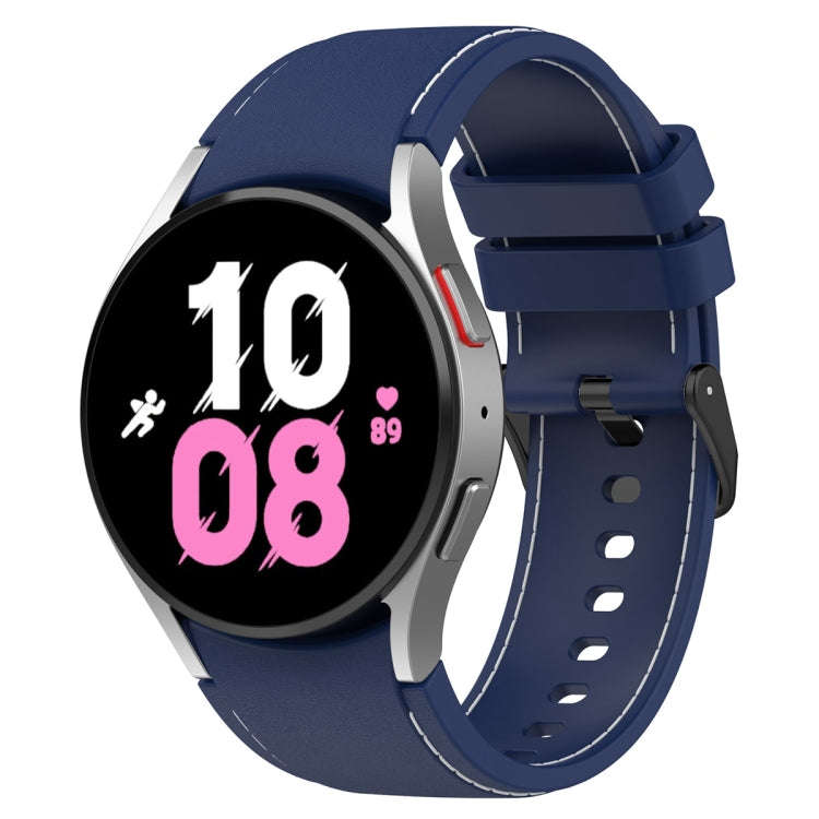 For Samsung Galaxy Watch 6 / 6 Classic Leather Black Buckle Silicone Watch Band, Size:L Size(Dark...