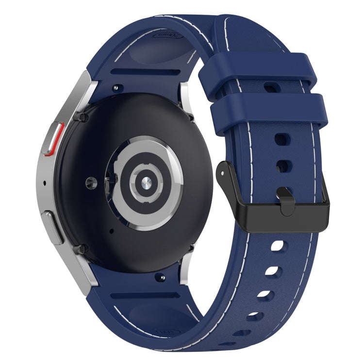For Samsung Galaxy Watch 6 / 6 Classic Leather Black Buckle Silicone Watch Band, Size:L Size(Dark...