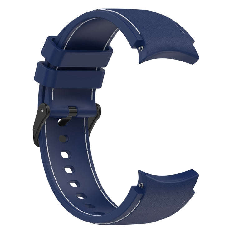 For Samsung Galaxy Watch 6 / 6 Classic Leather Black Buckle Silicone Watch Band, Size:L Size(Dark...