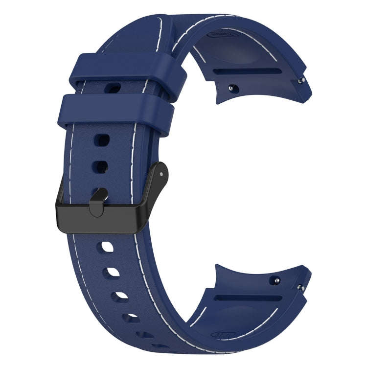 For Samsung Galaxy Watch 6 / 6 Classic Leather Black Buckle Silicone Watch Band, Size:L Size(Dark...