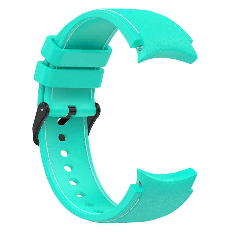 For Samsung Galaxy Watch 6 / 6 Classic Leather Black Buckle Silicone Watch Band, Size:L Size(Teal)