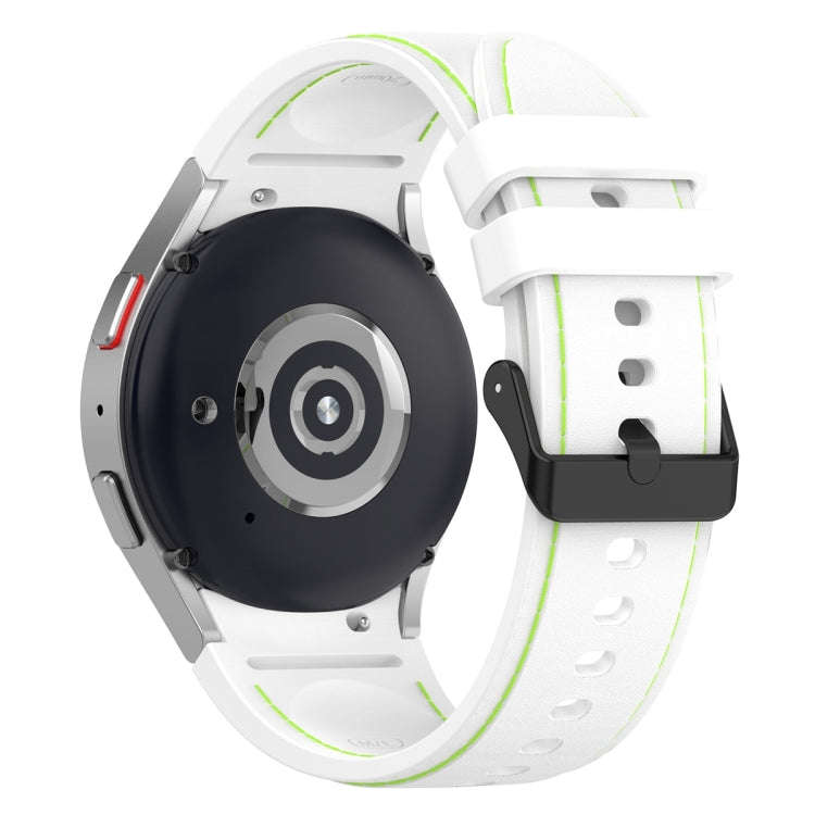 For Samsung Galaxy Watch 6 / 6 Classic Leather Black Buckle Silicone Watch Band, Size:S Size(White)