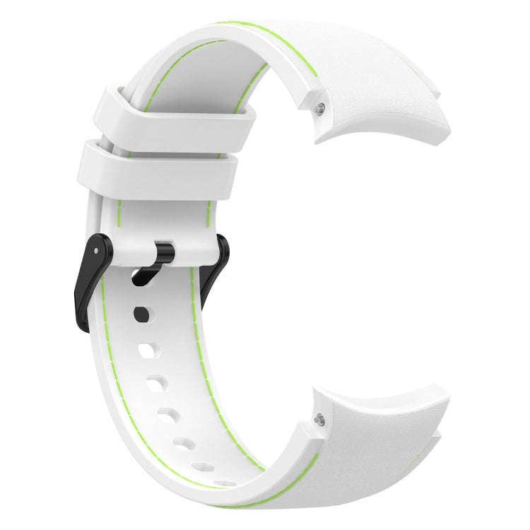 For Samsung Galaxy Watch 6 / 6 Classic Leather Black Buckle Silicone Watch Band, Size:S Size(White)