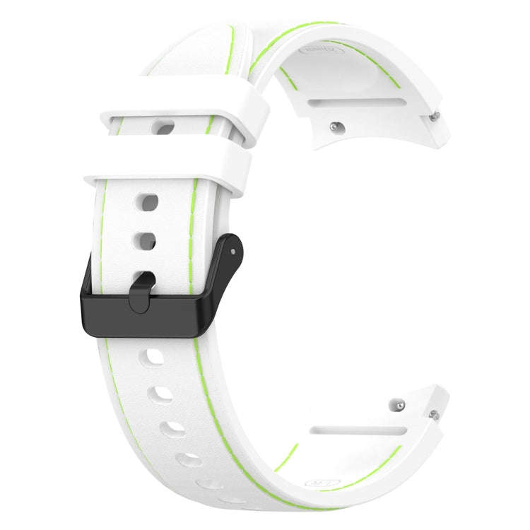 For Samsung Galaxy Watch 6 / 6 Classic Leather Black Buckle Silicone Watch Band, Size:S Size(White)