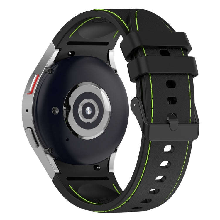 For Samsung Galaxy Watch 6 / 6 Classic Leather Black Buckle Silicone Watch Band, Size:S Size(Blac...