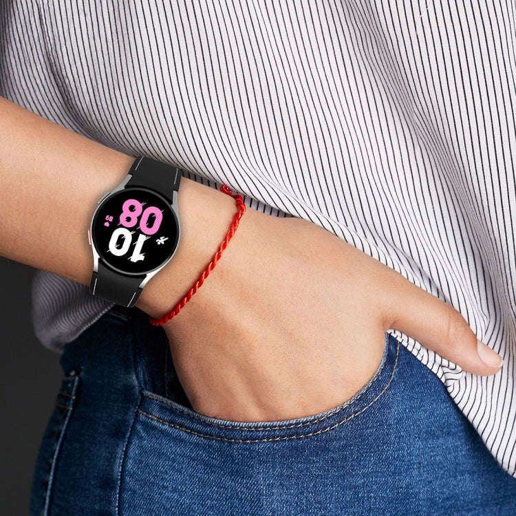 For Samsung Galaxy Watch 6 / 6 Classic Leather Black Buckle Silicone Watch Band, Size:L Size(Wine...