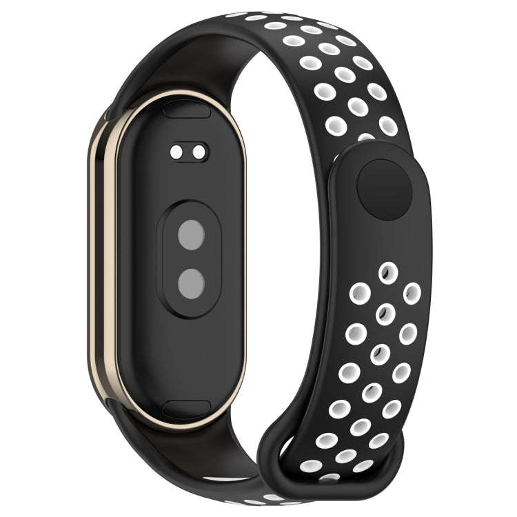 For Xiaomi Mi Band 8 Two Color Nail Buckle Silicone Watch Band(Black White)