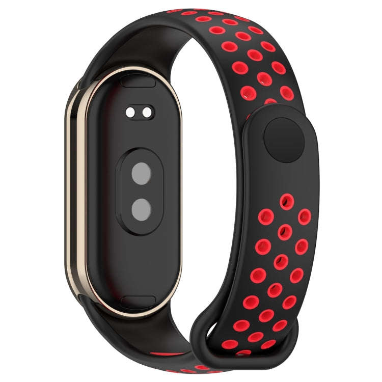 For Xiaomi Mi Band 8 Two Color Nail Buckle Silicone Watch Band(Black Red)