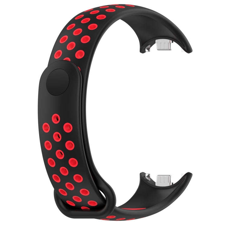 For Xiaomi Mi Band 8 Two Color Nail Buckle Silicone Watch Band(Black Red)