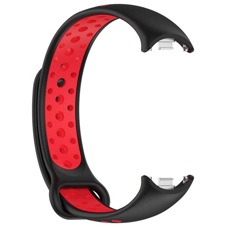 For Xiaomi Mi Band 8 Two Color Nail Buckle Silicone Watch Band(Black Red)