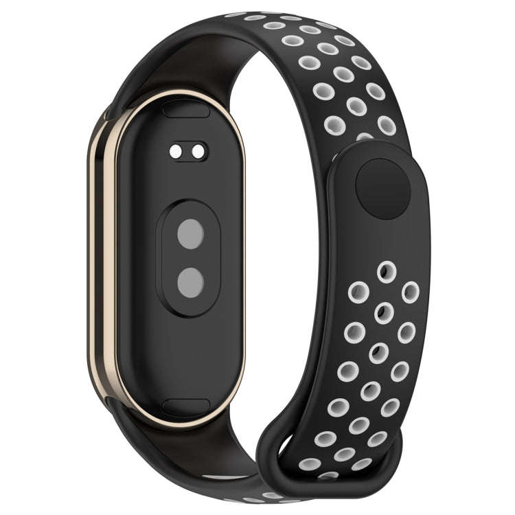 For Xiaomi Mi Band 8 Two Color Nail Buckle Silicone Watch Band(Black Grey)