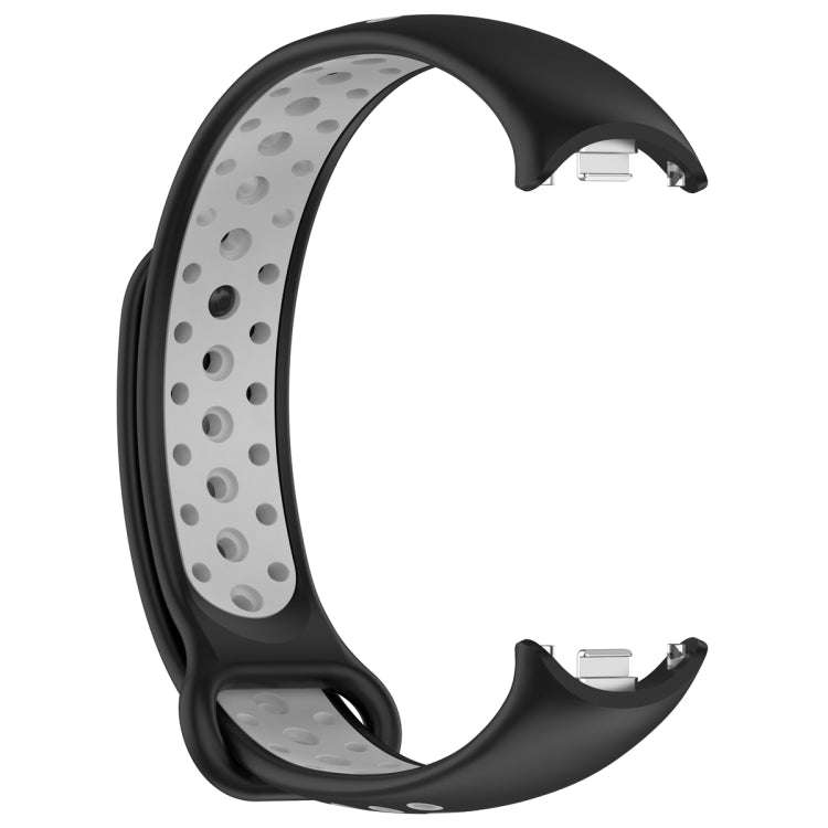 For Xiaomi Mi Band 8 Two Color Nail Buckle Silicone Watch Band(Black Grey)