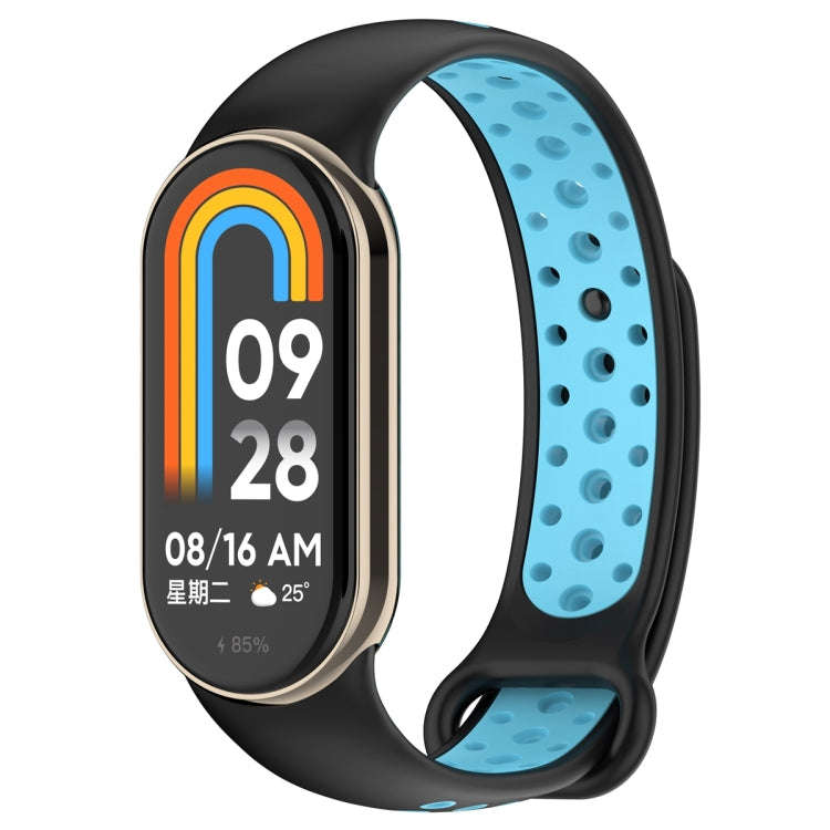 For Xiaomi Mi Band 8 Two Color Nail Buckle Silicone Watch Band(Black Blue)