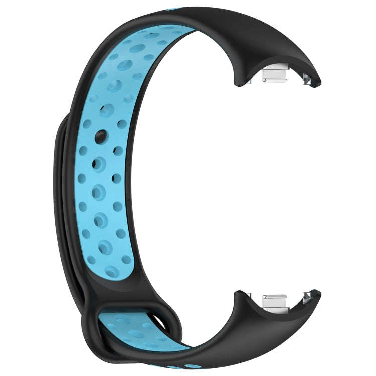 For Xiaomi Mi Band 8 Two Color Nail Buckle Silicone Watch Band(Black Blue)