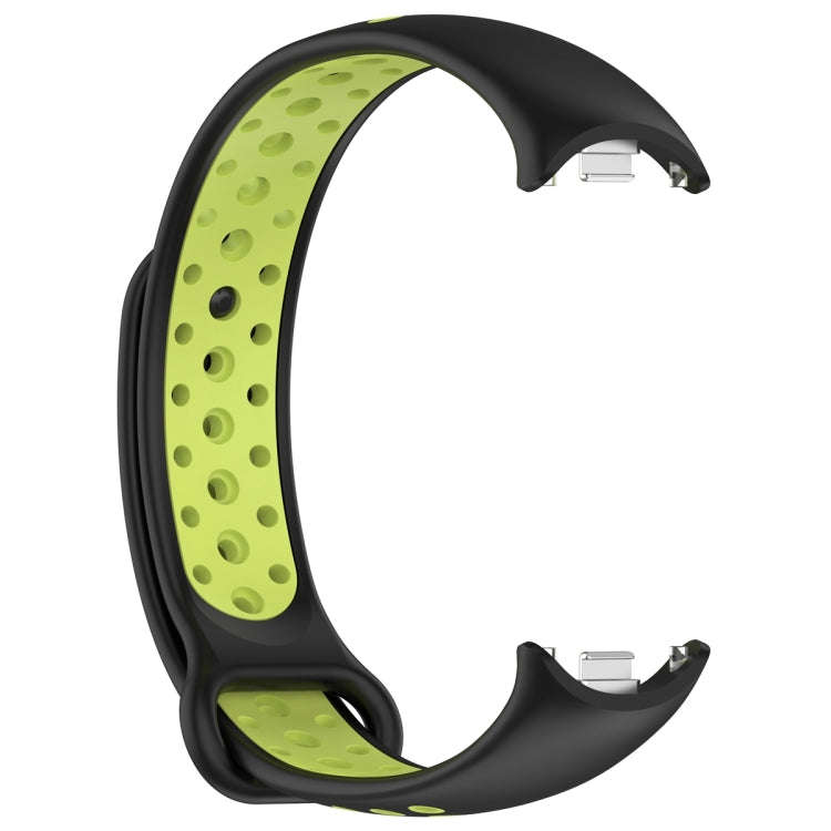 For Xiaomi Mi Band 8 Two Color Nail Buckle Silicone Watch Band(Black Lime)