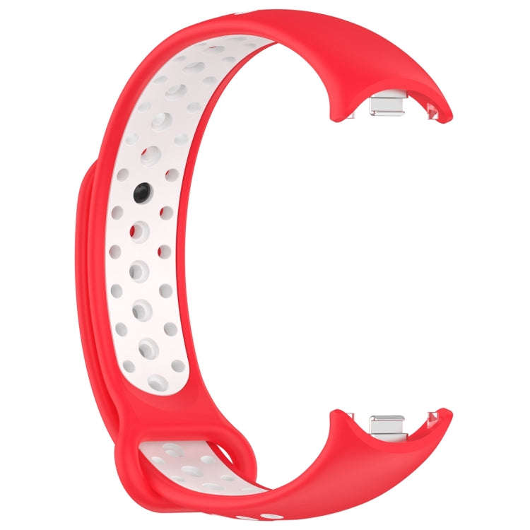 For Xiaomi Mi Band 8 Two Color Nail Buckle Silicone Watch Band(Red White)