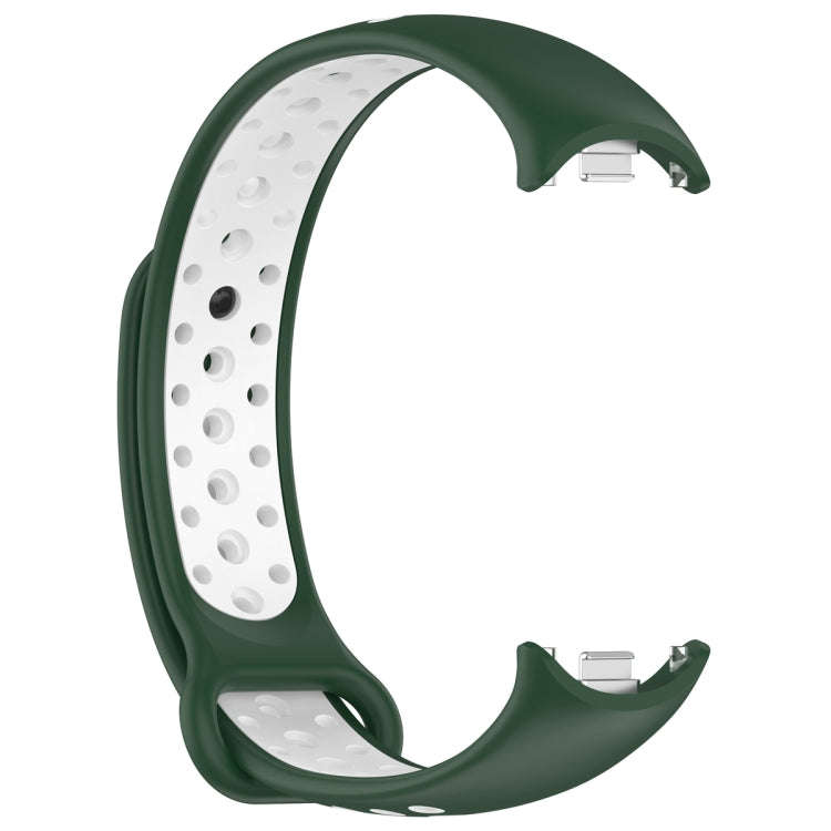 For Xiaomi Mi Band 8 Two Color Nail Buckle Silicone Watch Band(Dark Green White)