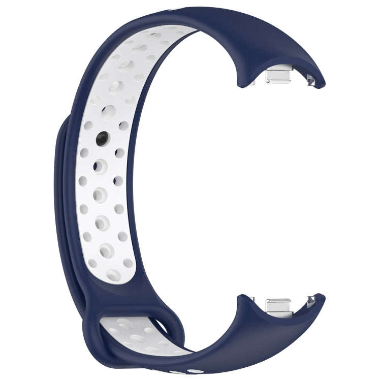 For Xiaomi Mi Band 8 Two Color Nail Buckle Silicone Watch Band(Midnight Blue White)