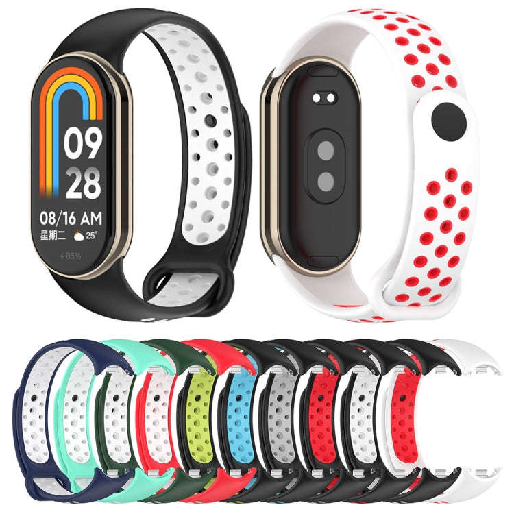 For Xiaomi Mi Band 8 Two Color Nail Buckle Silicone Watch Band(Black Blue)