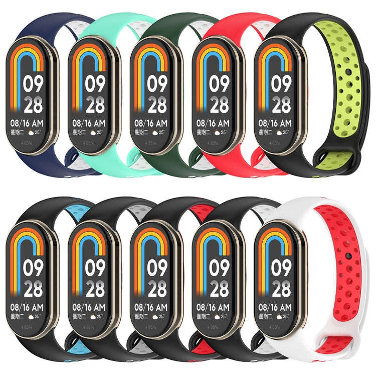 For Xiaomi Mi Band 8 Two Color Nail Buckle Silicone Watch Band(Black Blue)