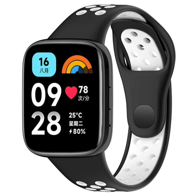 For Redmi Watch 3 Lite / Watch 3 Active Two Color Silicone Watch Band(Black White)