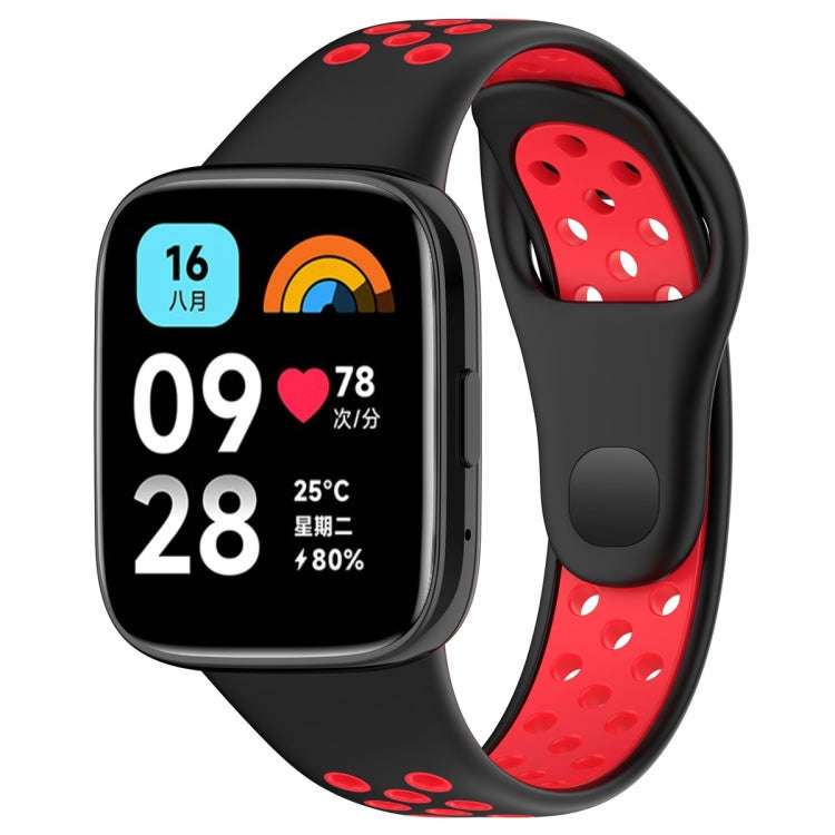 For Redmi Watch 3 Lite / Watch 3 Active Two Color Silicone Watch Band(Black Red)