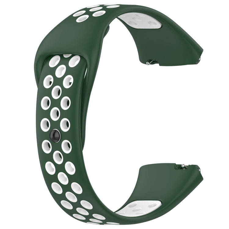 For Redmi Watch 3 Lite / Watch 3 Active Two Color Silicone Watch Band(Dark Green White)