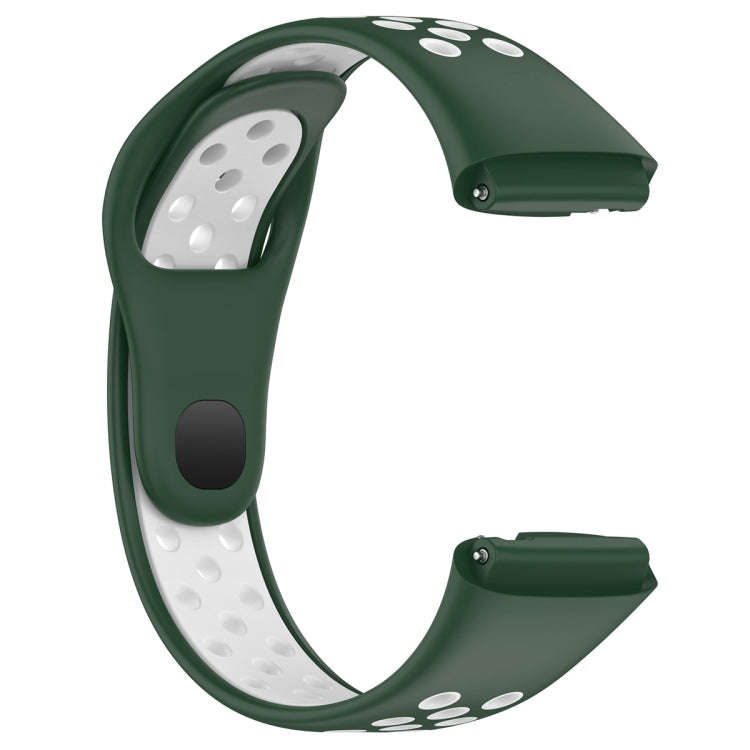For Redmi Watch 3 Lite / Watch 3 Active Two Color Silicone Watch Band(Dark Green White)