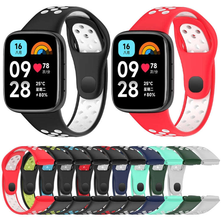 For Redmi Watch 3 Lite / Watch 3 Active Two Color Silicone Watch Band(Black Grey)