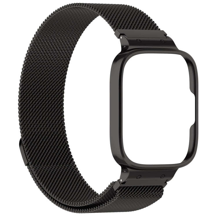 For Redmi Watch 3 Lite / Watch 3 Active 2 in 1 Milan Metal Watch Band with Watch Frame(Black)