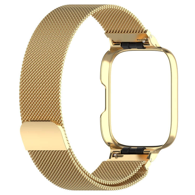 For Redmi Watch 3 Lite / Watch 3 Active 2 in 1 Milan Metal Watch Band with Watch Frame(Gold)