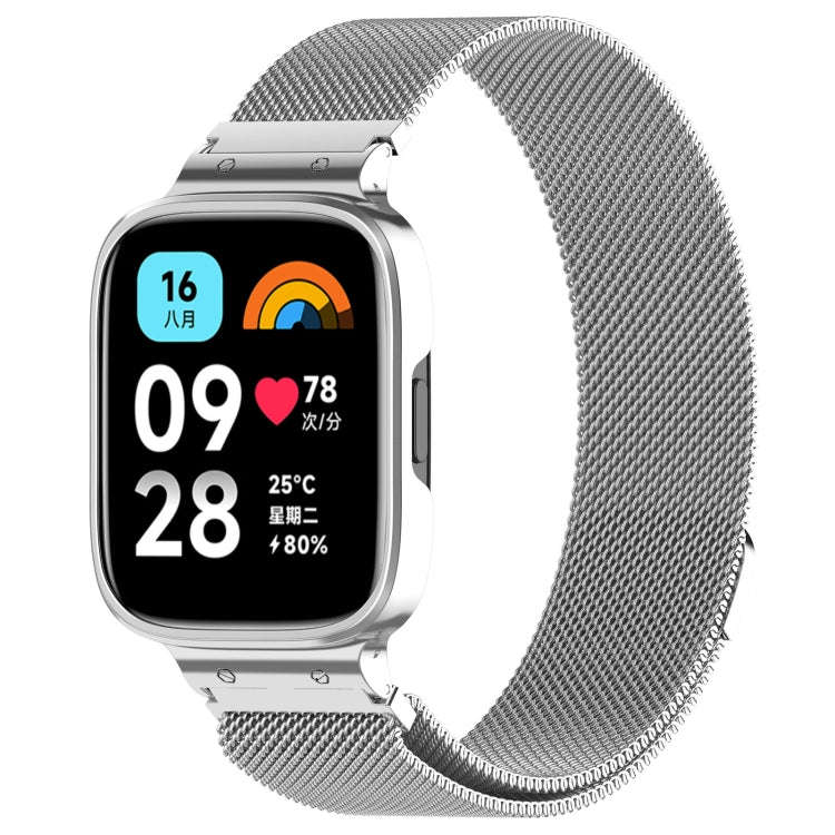 For Redmi Watch 3 Lite / Watch 3 Active 2 in 1 Milan Metal Watch Band with Watch Frame(Silver)