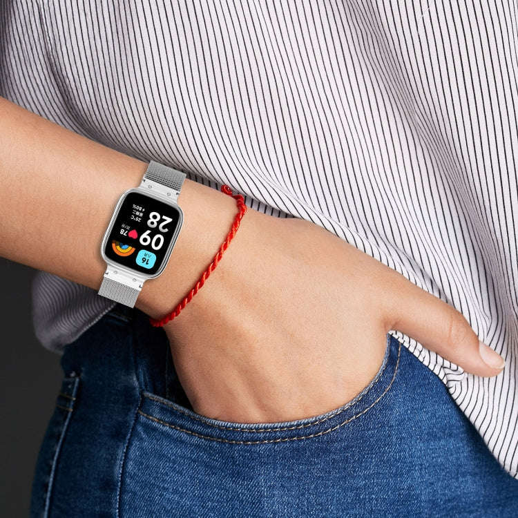For Redmi Watch 3 Lite / Watch 3 Active 2 in 1 Milan Metal Watch Band with Watch Frame(Rose Gold)
