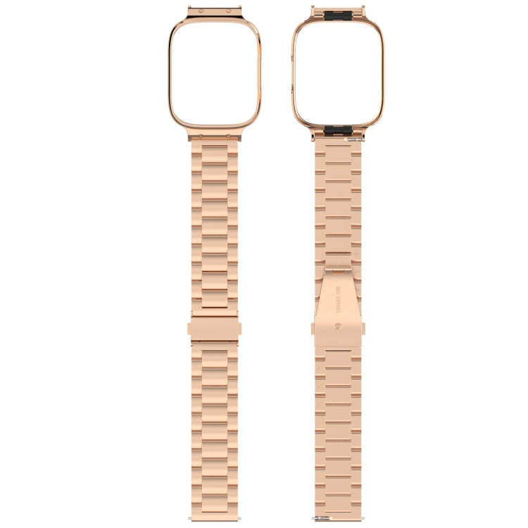 For Redmi Watch 3 Lite / Watch 3 Active 2 in 1 Three-bead Metal Watch Band with Watch Frame(Rose ...