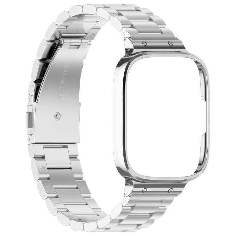 For Redmi Watch 3 Lite / Watch 3 Active 2 in 1 Three-bead Metal Watch Band with Watch Frame(Silver)