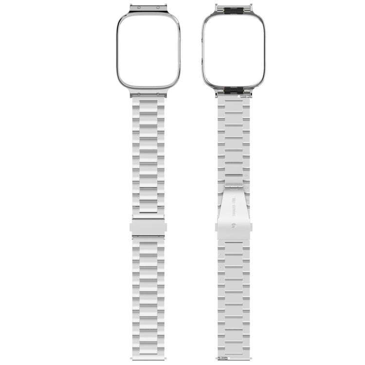For Redmi Watch 3 Lite / Watch 3 Active 2 in 1 Three-bead Metal Watch Band with Watch Frame(Silver)