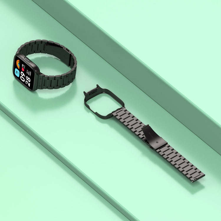 For Redmi Watch 3 Lite / Watch 3 Active 2 in 1 Three-bead Metal Watch Band with Watch Frame(Rose ...
