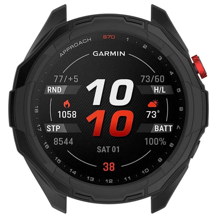 For Garmin Approach S70 47mm Armor Hollow Watch Protective Case(Black)