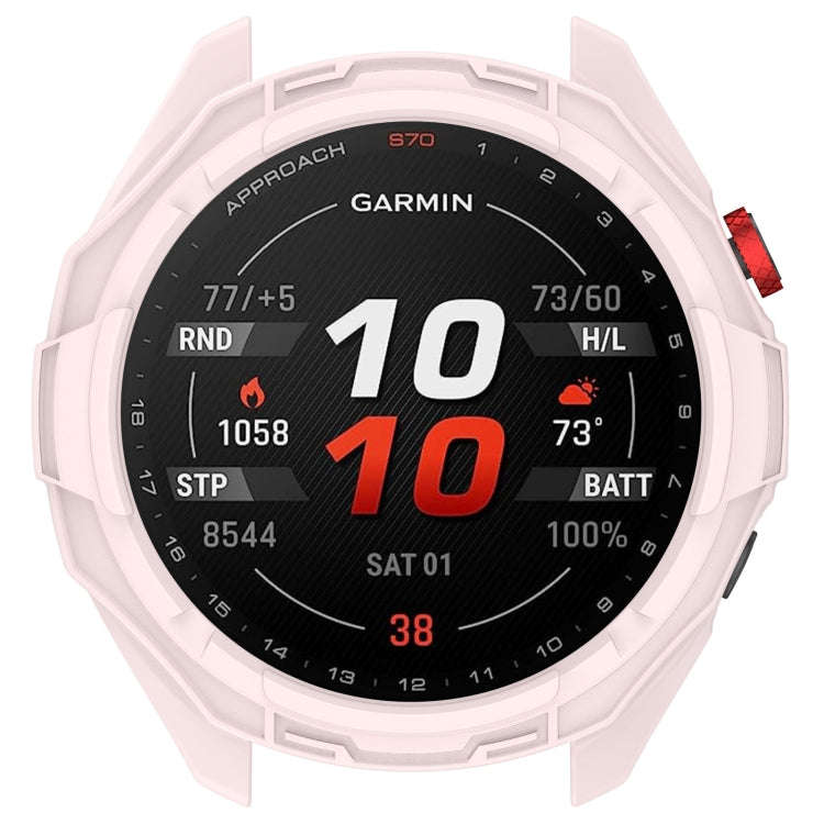 For Garmin Approach S70 47mm Armor Hollow Watch Protective Case(Light Pink)