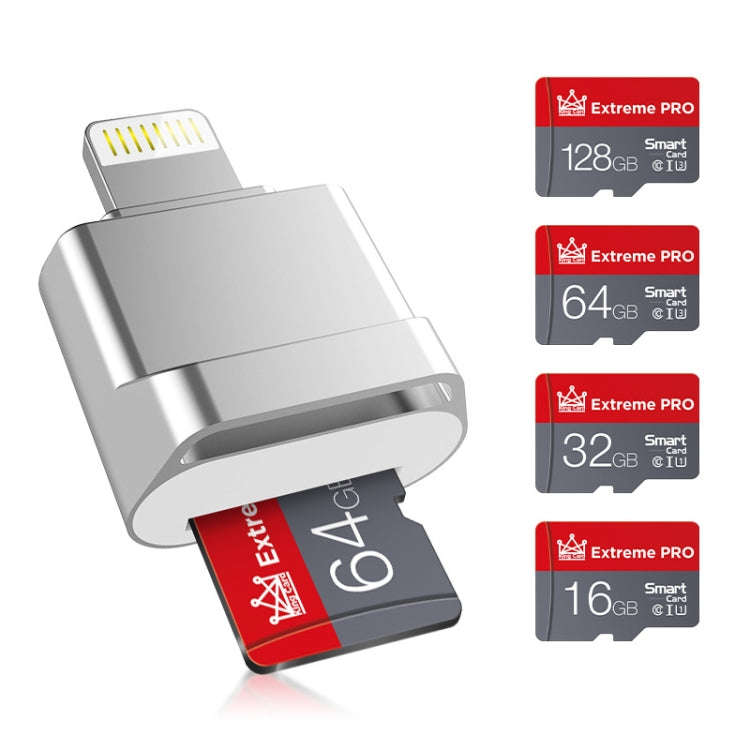 MicroDrive 8pin To TF Card Adapter Mini iPhone & iPad TF Card Reader, Capacity:16GB(Silver)