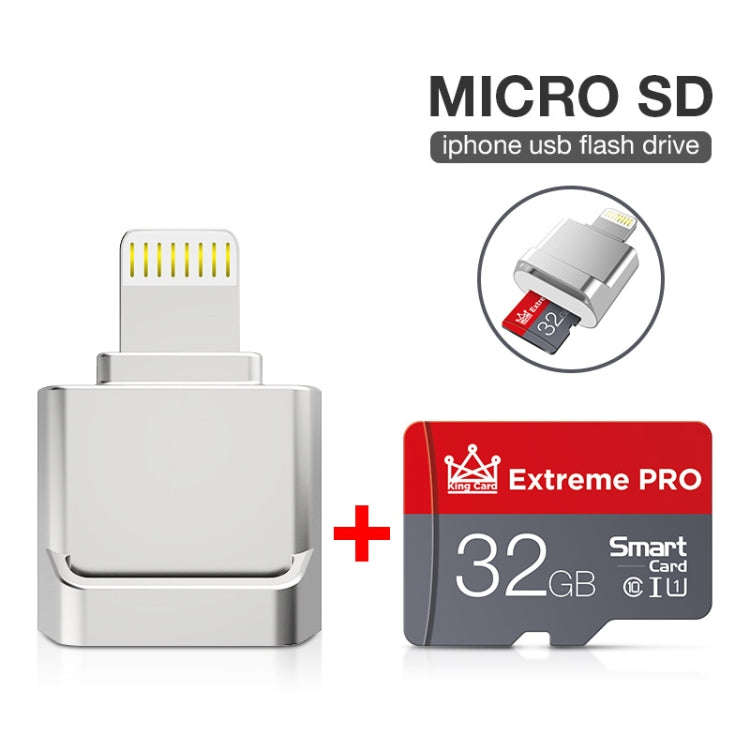 MicroDrive 8pin To TF Card Adapter Mini iPhone & iPad TF Card Reader, Capacity:16GB(Silver)