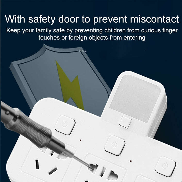 Home Office Multifunctional USB Wireless Plug Converter Plug Board 1 to 4 + 2USB, with Night Light