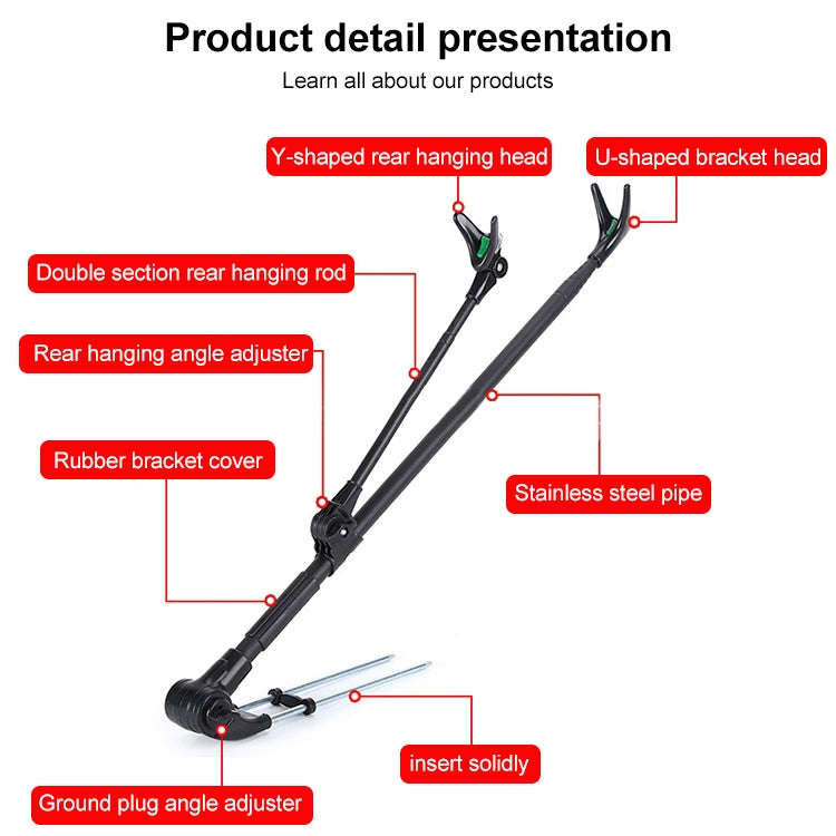 Stainless Steel Thickened Fishing Rod Turret Bracket 2.4m Black