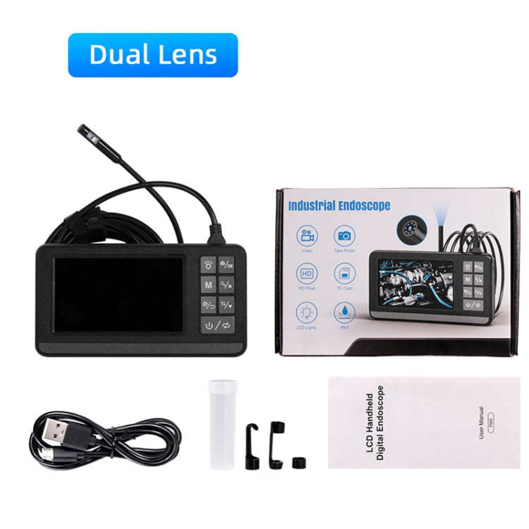 P005 8mm Dual Lenses Industrial Pipeline Endoscope with 4.3 inch HD Screen, Spec:1m Tube