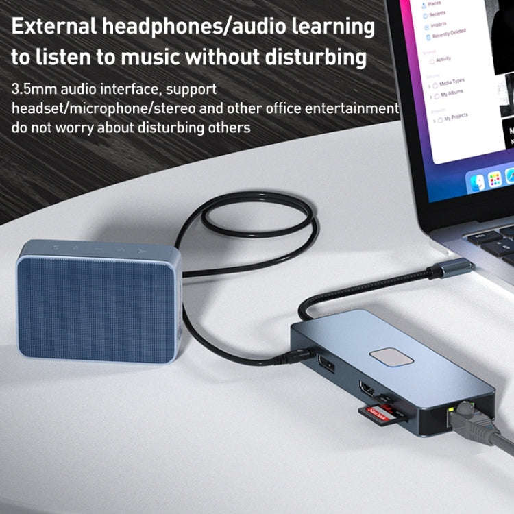 BYL-2309 Type-C to HDMI 4K 60Hz + DP HD + VGA + RJ47 + USB3.2 + Audio 3.5mm + PD100W + SD + TF Do...