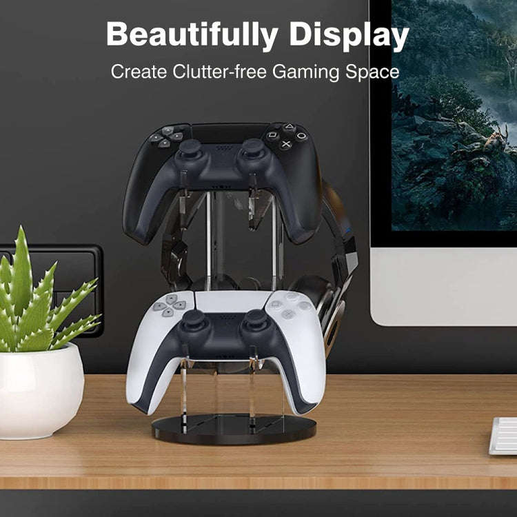 For PS4 / PS5 YX029 Headphone Gamepad Desktop Display Holder(Transparent+Black)